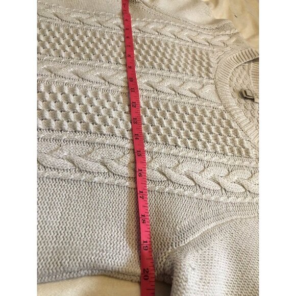 J.Crew Women’s Fisherman Cable Knit Sweater Large Ivory Wool Blend Cozy Grandpa - Picture 8 of 9